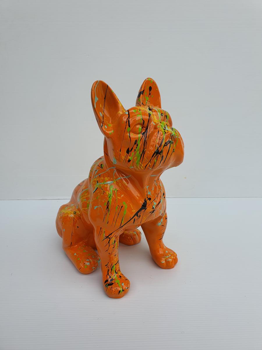 Statue Bulldog assis en résine Splash LIVRAISON OFFERTE