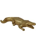 Sculpture en résine d'un Crocodile Gold L-100cm