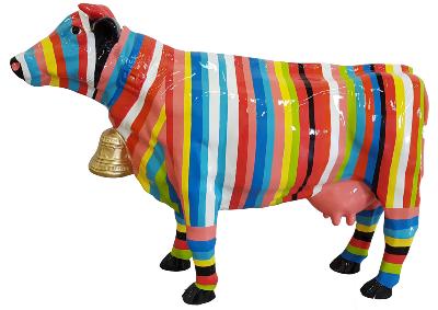 Statue en résine Vache cloche Multicolore 