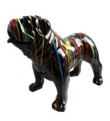 Sculpture Bulldog Anglais en Résine Trash Noir - 90cm