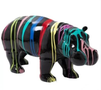 Sculpture Hippopotame En résine Trash Noir - 100cm