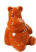 Statue Hippopotame Assis Orange - 50cm