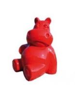 Sculpture hippopotame assis Rouge XXL - 100cm