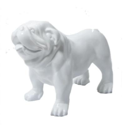 Sculpture Bulldog Anglais en Résine Blanc - 90cm