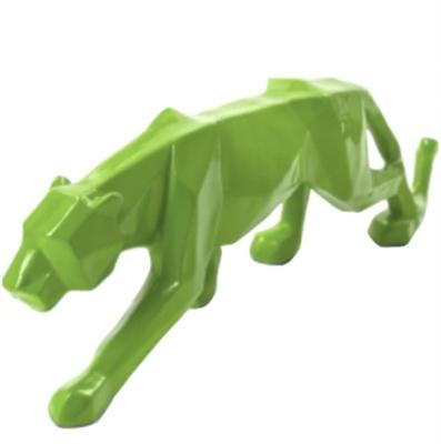 Statue en résine Panthere Origami Vert - L 50cm
