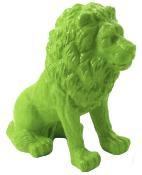 Sculpture Lion Assis Design Vert - H 65cm