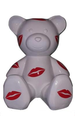 Statue en résine Ourson Kiss Blanc H 40cm