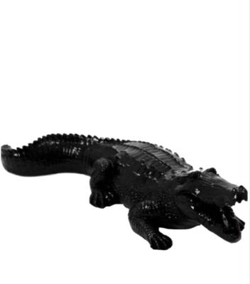 Statue en Résine d'un Crocodile Noir L-40cm