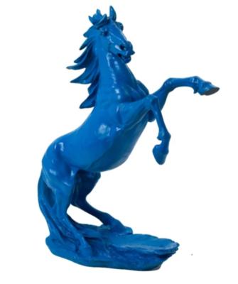 Sculpture Cheval Cabré coloré en résine Bleu - H 90cm