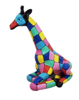 Statue en Résine Girafe Assise Puzzle - 90cm