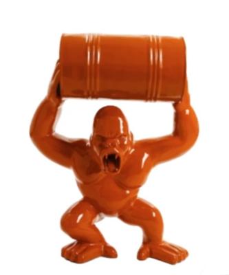  Statue en Résine Gorille Bidon Orange - 70cm