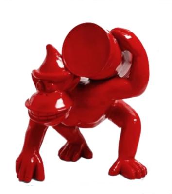 Statue en Résine Gorille bidon Rouge - 60cm