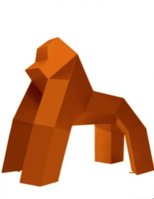 Sculpture en résine Gorille Origami Orange - 170cm