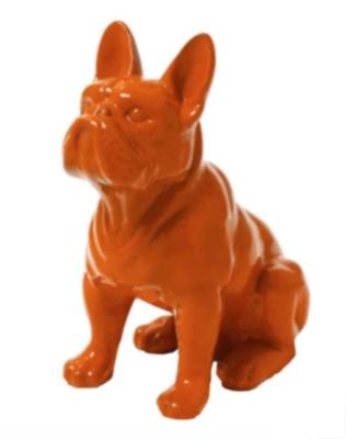 Statue en Résine Bulldog Français Assis Orange - 30cm