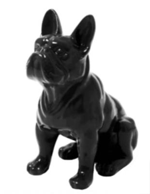 Statue en Résine Bulldog Français Assis Noir - 30cm