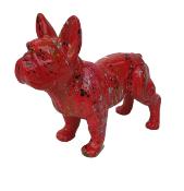 Statue en résine Bulldog Français Splash Rouge - 45 cm