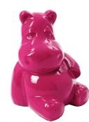 Statue Hippopotame Assis Rose - 25cm