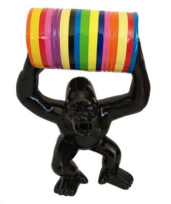 Statue en résine Gorille Bidon Multicolore Noir - 100cm
