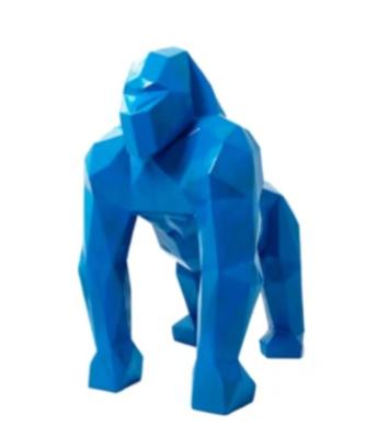 Sculpture en résine Gorille Origami Bleu - 130cm
