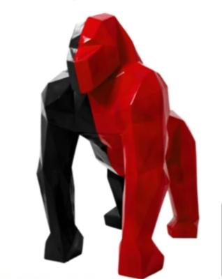 Statue en résine Gorille Origami Rouge et Noir - 25cm