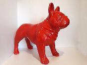 Statue en résine Bulldog français XL couleur unie - H 76 cm