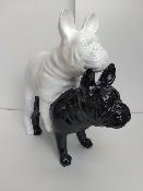 Statue Bulldog Français Funny Ultra Brillant Black & White 