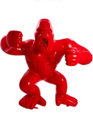 Sculpture en résine Gorille Géant Rouge 210cm