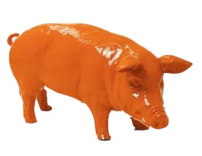 Statue en résine Cochon Orange - L 100 cm