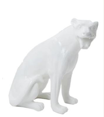 Statue en résine Panthere Assise Blanc - H 75cm