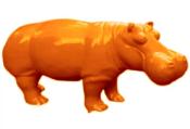 Statue Design en résine Hippopotame XXL Orange - L 180 cm