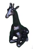 Statue en Résine Girafe Assise Noir - 90cm
