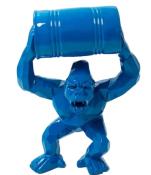 Statue en résine Gorille Bidon ORIGAMI Bleu - 70cm