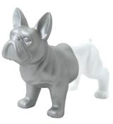 Statue en résine Bulldog Français Argent et Blanc - 45 cm