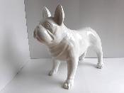 Statue en résine Bulldog français XL couleur unie - H 76 cm