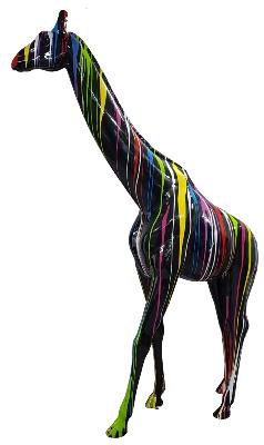 Sculpture en Résine d'une Girafe Trash Noir - 340cm
