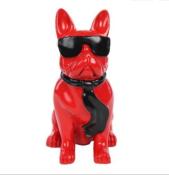 Statue Bulldog cravate et lunette Rouge XL H-80cm