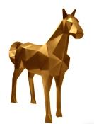 Sculpture Cheval Origami en Résine Or - 220cm