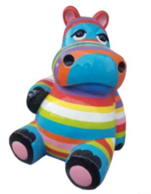 Sculpture hippopotame assis Multicolore XXL - 100cm