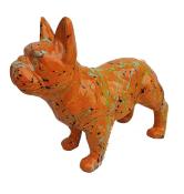 Statue en résine Bulldog Français Splash Orange - 45 cm