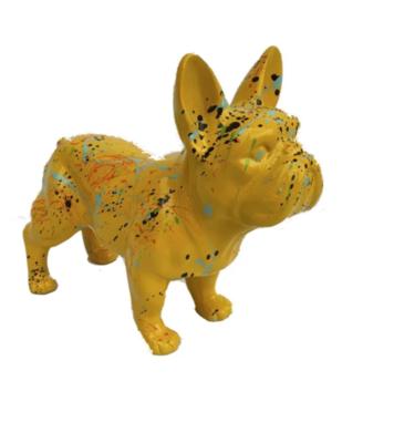Statue en résine Bulldog Français Splash Jaune - 45 cm