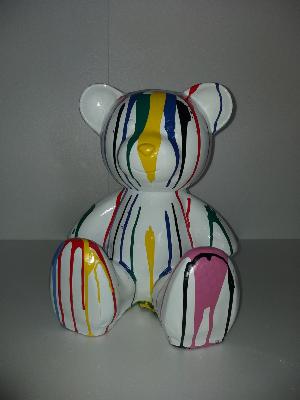 Statue en résine Ourson coloré - H 40cm