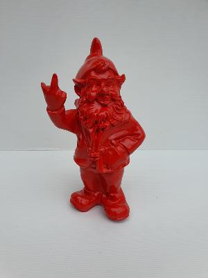 Statue en résine d’un Nain Fun Rouge  - H 33 cm