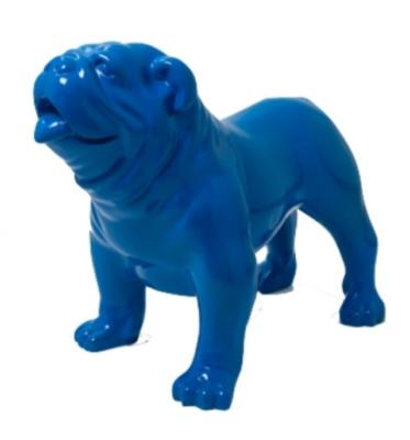 Sculpture Bulldog Anglais en Résine Bleu - 90cm