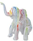 Sculpture en résine Éléphant Assis Trash Blanc - 140cm