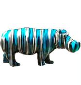 Statue Design en résine Hippopotame XXL Trash Noir Bleu - L 180 cm