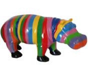 Sculpture Hippopotame En résine Multicolore - 100cm