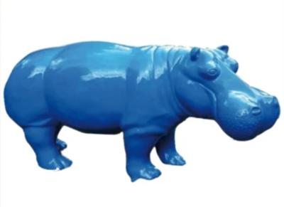 Statue Design en résine Hippopotame XXL Bleu- L 180 cm