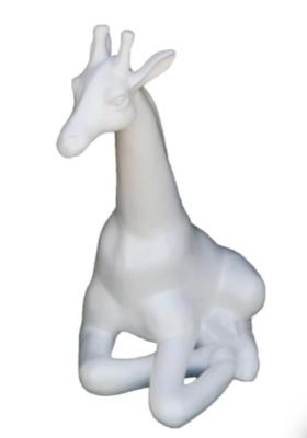 Statue en Résine Girafe Assise Blanc - 90cm
