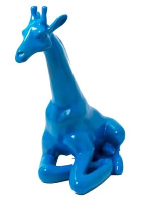 Statue en Résine Girafe Assise Bleu - 90cm