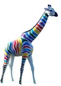 Sculpture en Résine d'une Girafe Zébre Multicolore - 340cm